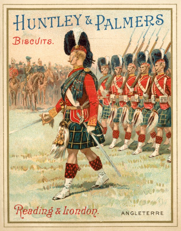 Soldater från ett höglandsregemente i parad (chromolitho) av French School