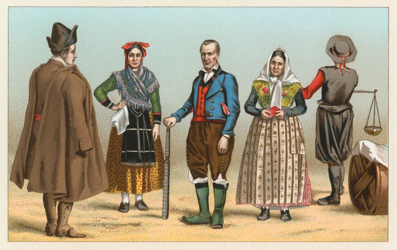 Spanien kostym av French School