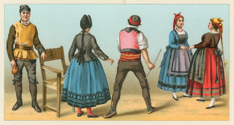 Spanien kostym av French School