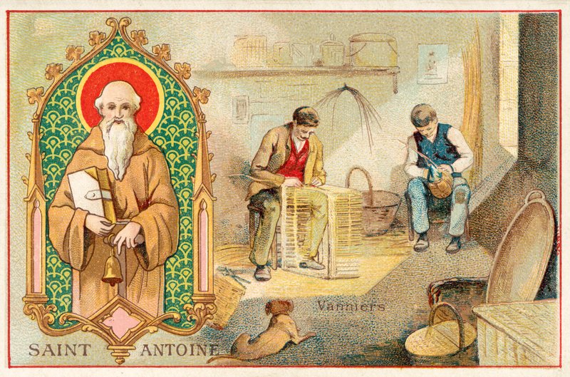 Sankt Antonius den store, skyddshelgon för korgmakarna av French School
