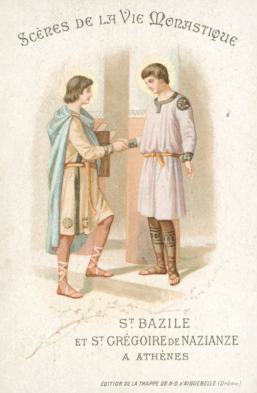 St Basil och St Gregory of Nazianzus i Aten (chromolitho) av French School