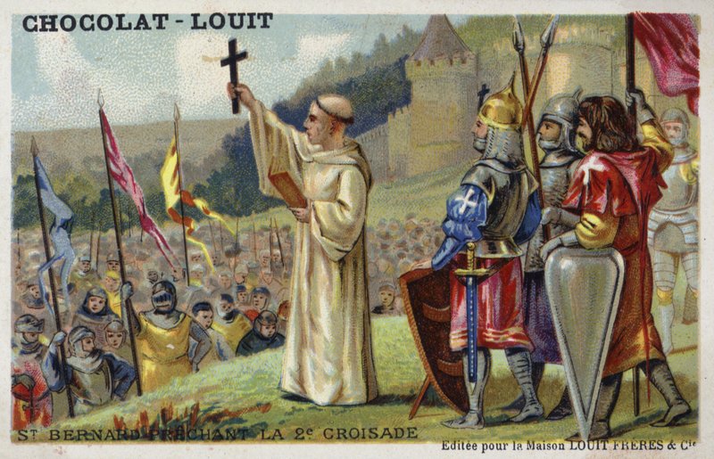 St Bernard predikar det andra korståget, 1146 av French School