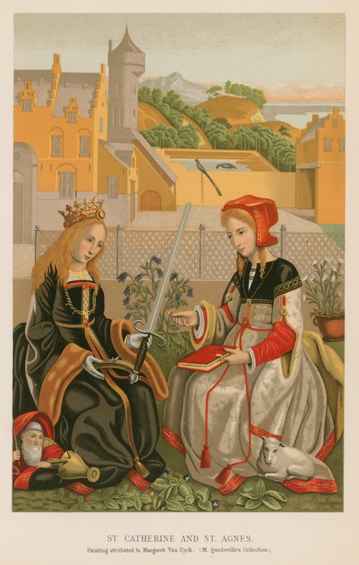 St. Catherine och St. Agnes av French School
