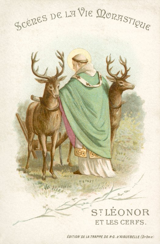 St Leonor och rådjuren (chromolitho) av French School