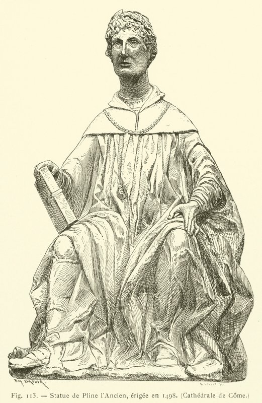 Staty av Plinius den äldre, uppförd 1498, Cathedral of Come (gravyr) av French School