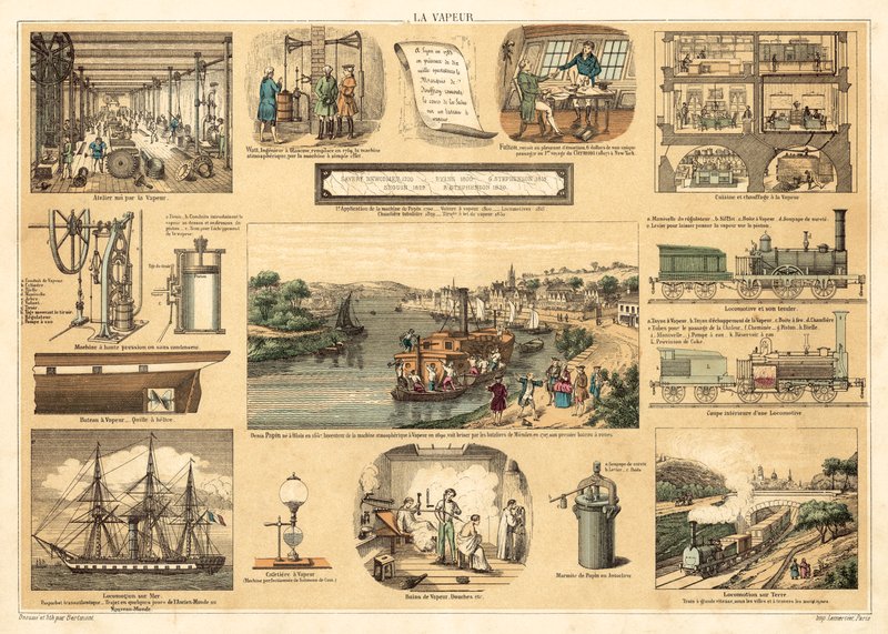 Steam (färg litho) av French School