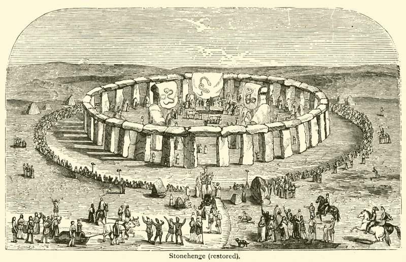 Stonehenge, restaurerad (gravyr) av French School