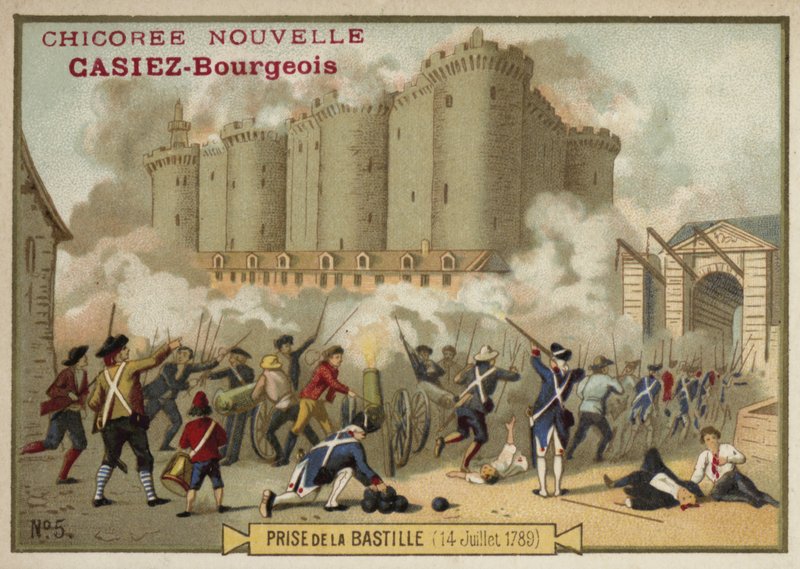 Stormningen av Bastiljen, Paris, 14 juli 1789 av French School
