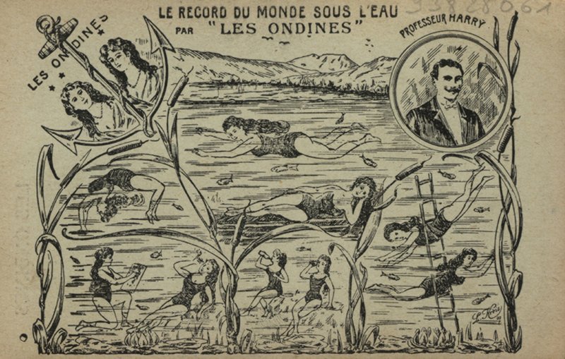 Simmande tjejer (litho) av French School