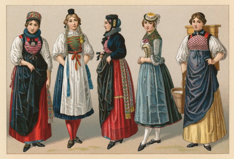 Schweiz kostym av French School