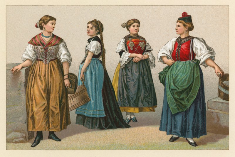 Schweiz kostym av French School