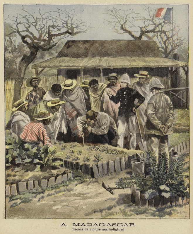 Lär infödda jordbrukstekniker, Madagaskar, 1897 av French School