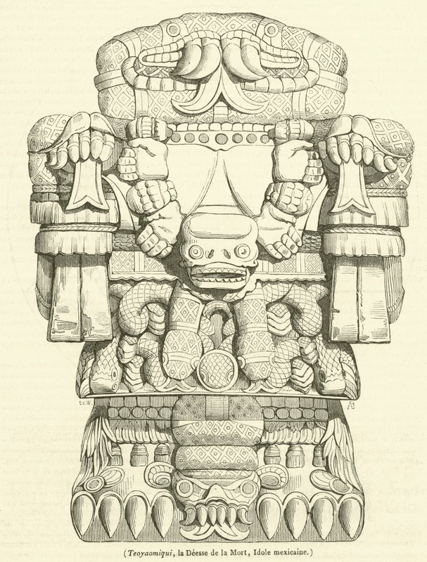 Teo Yaomiqui, dödens gudinna, mexikansk idol (gravyr) av French School