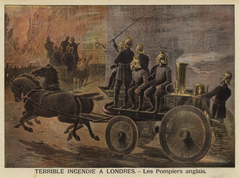 Fruktansvärd brand i London, 1897 av French School