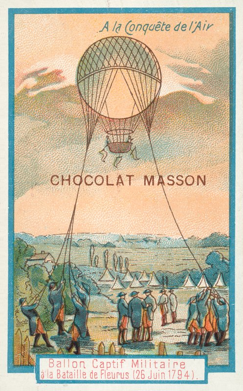 Tjudd militärballong vid slaget vid Fleurus, 26 juni 1794 av French School