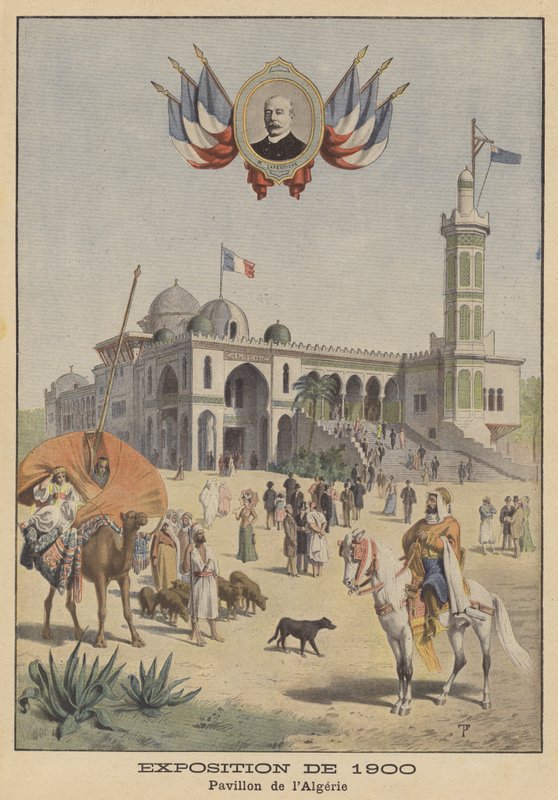 Den algeriska paviljongen vid Exposition Universelle 1900 i Paris (färg litho) av French School
