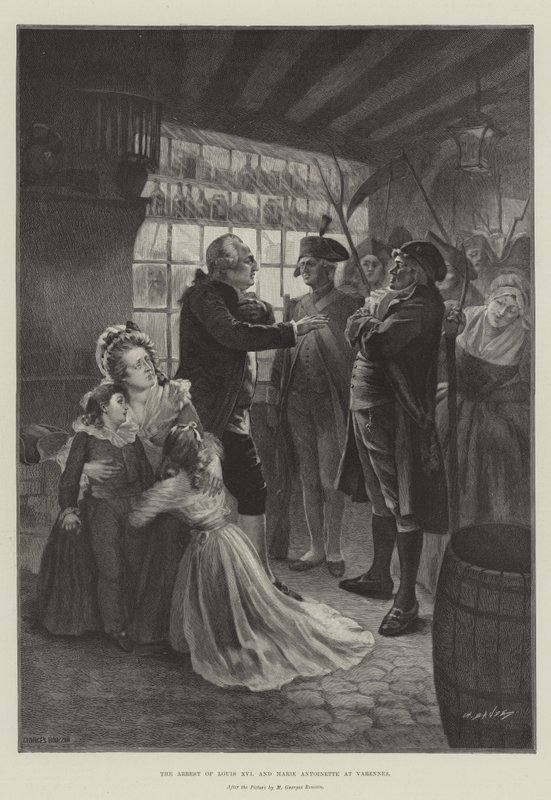 Gripandet av Ludvig XVI och Marie Antoinette i Varennes av French School