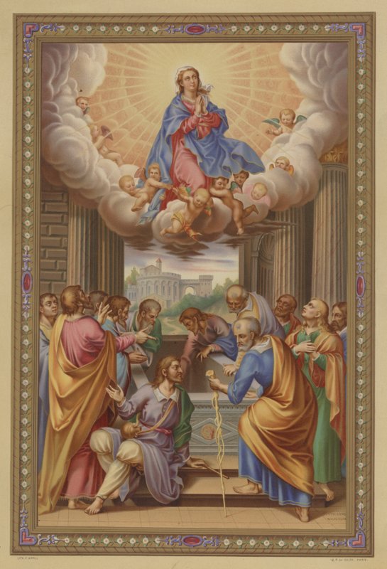Marias himmelsfärd (chromolitho) av French School