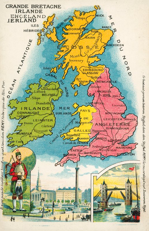 Brittiska öarna (chromolitho) av French School