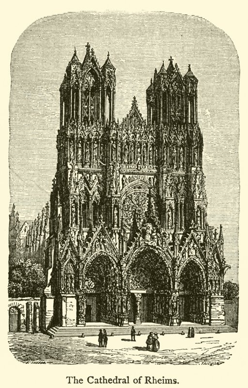 Katedralen i Reims (gravyr) av French School