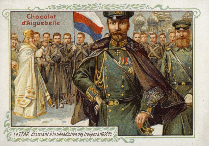 Tsaren av Ryssland, som hjälper till med välsignelsen av trupperna i Moskva av French School