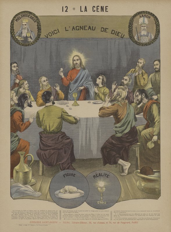 Eukaristin (färg litho) av French School