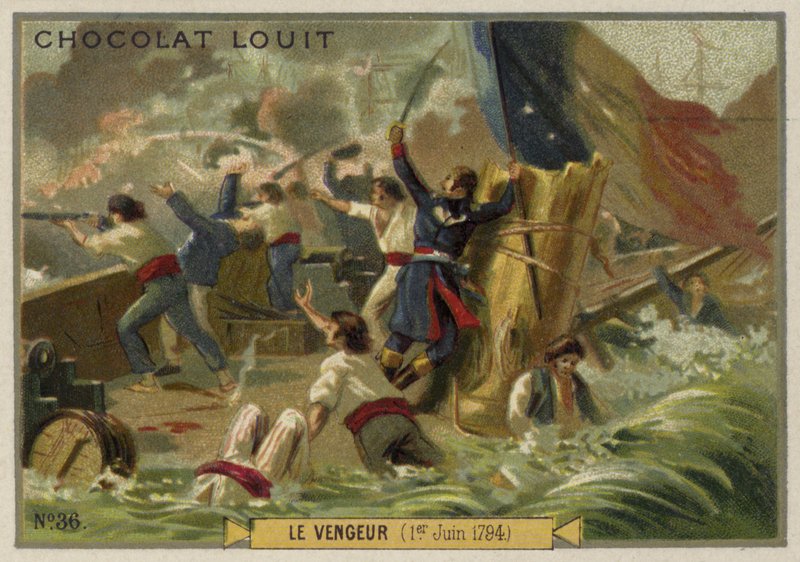 Det franska krigsskeppet Vengeur vid slaget vid Ushant (Glorious First of June), 1794 av French School