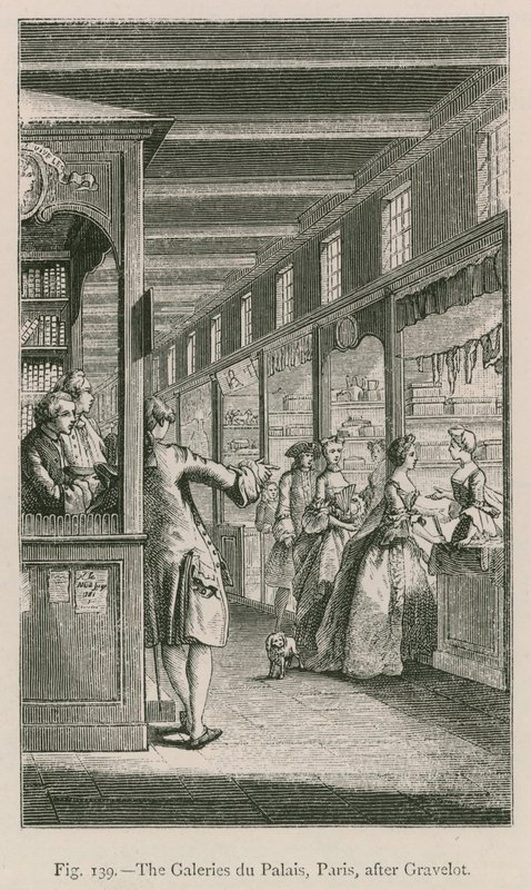Galeries du Palais, Paris, efter Gravelot av French School