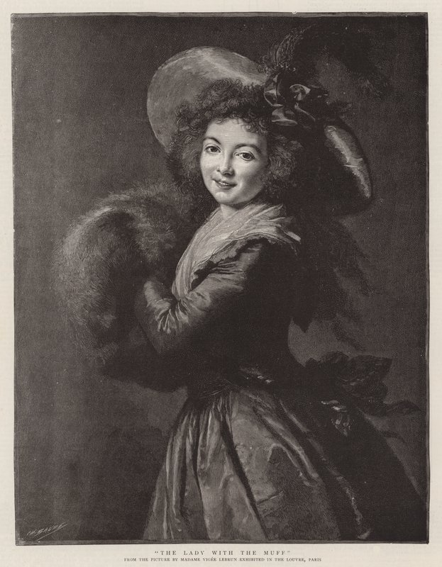 Damen med muffen (gravyr) av French School