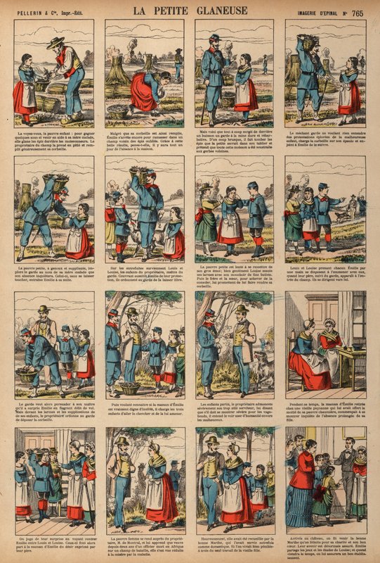 The Little Gleaner (färgad gravyr) av French School
