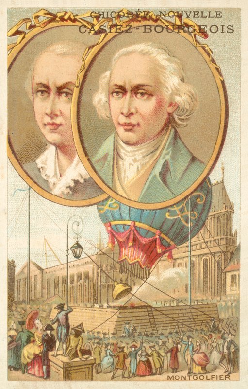 Bröderna Montgolfier (chromolitho) av French School