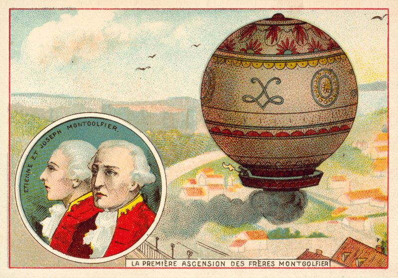 Bröderna Montgolfier första ballonguppstigning av French School