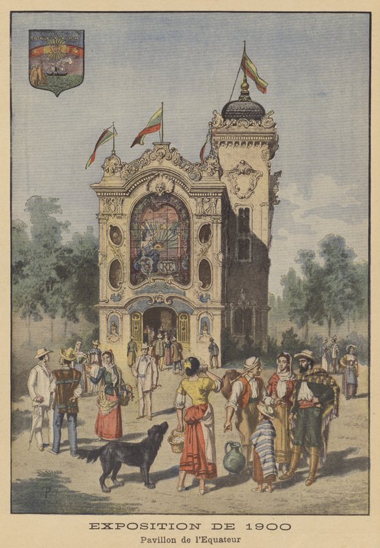Paviljongen i Ecuador vid Exposition Universelle 1900 i Paris (färg litho) av French School