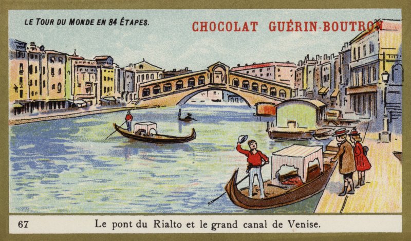 Rialtobron och Canal Grande i Venedig (chromolitho) av French School