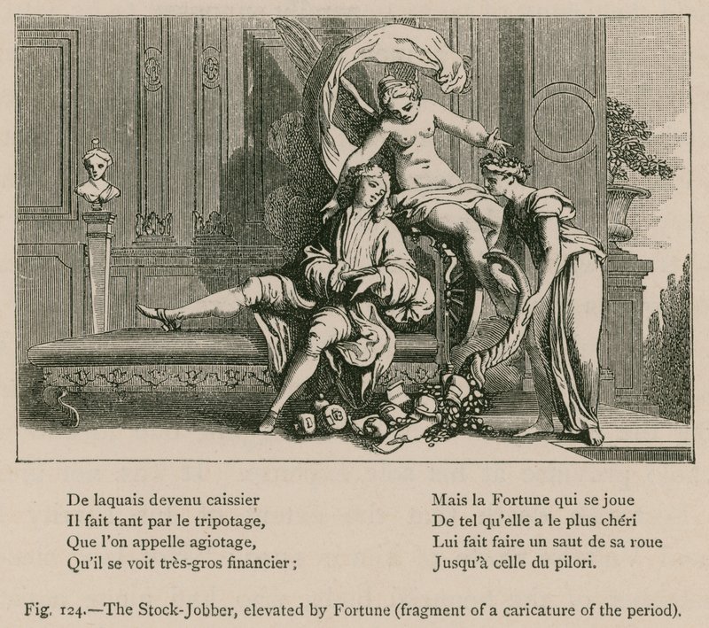 The Stock-Jobber, upphöjd av Fortune (fragment av en karikatyr av perioden) av French School