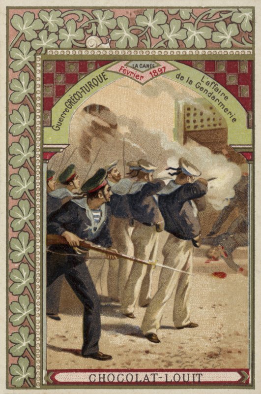 Gendarmeriets affär, Chania, Kreta, grekisk-turkiska kriget, februari 1897 av French School