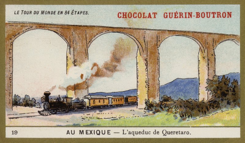 Akvedukten i Queretaro, Mexiko (chromolitho) av French School