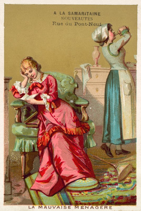 Den dåliga hushållerskan (chromolitho) av French School