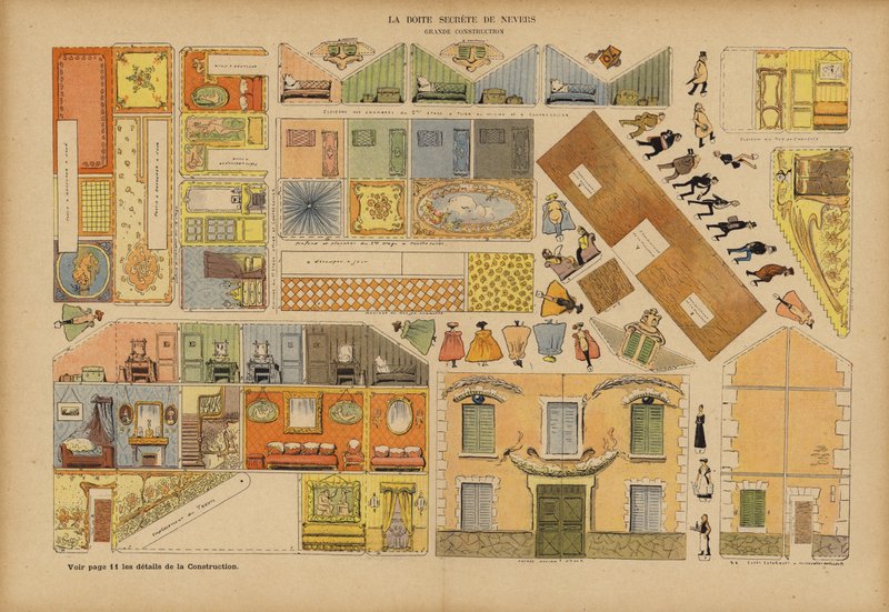 Bordellen i Nevers. Illustration för Le Rire (färg litho) av French School