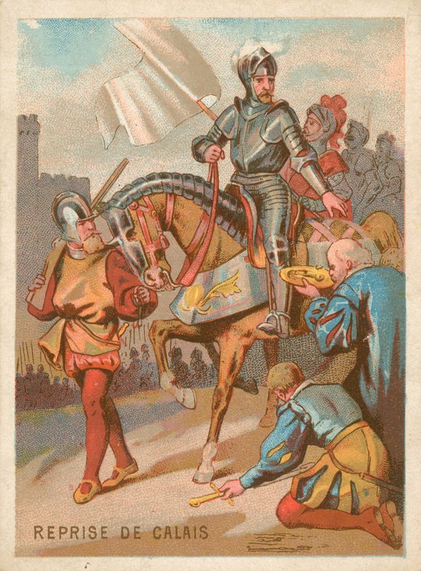Infångandet av Calais av kung Henrik II av Frankrike av French School