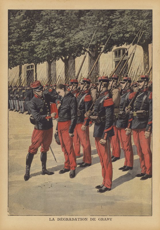 Förnedring av Georges Graby, en fransk soldat som mördade den rika änkan efter en före detta … (färg litho) av French School