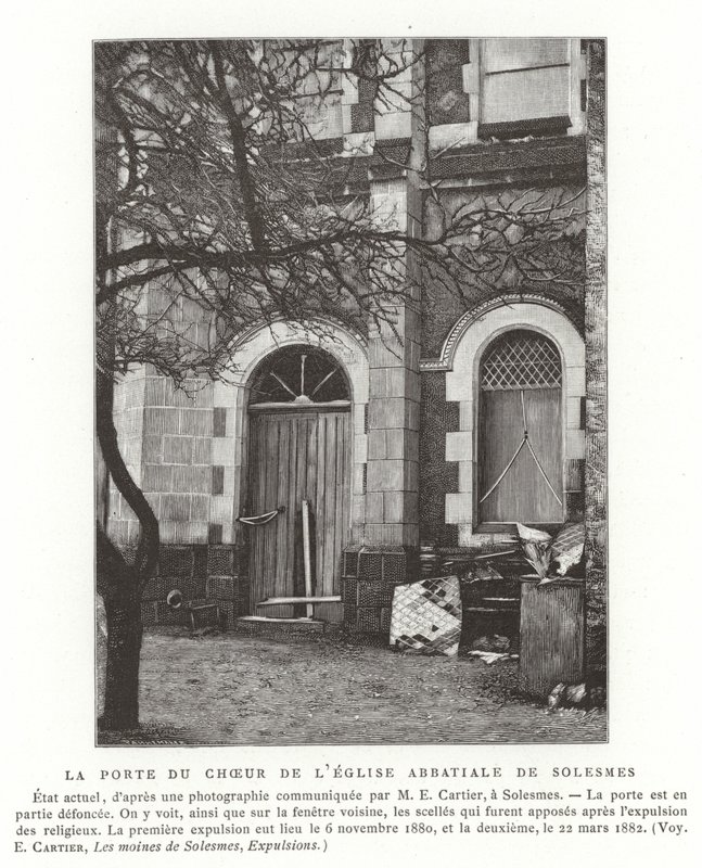 Dörren till kören i klosterkyrkan i Solesmes, Frankrike av French School