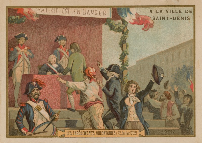 Inskrivningen av frivilliga i armén, franska revolutionen, 22 juli 1792 av French School