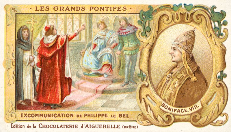 Exkommunikationen av Filip IV av Frankrike av påven Bonifatius VIII av French School