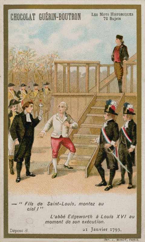Avrättningen av kung Ludvig XVI av Frankrike, 21 januari 1793. (chromolitho) av French School