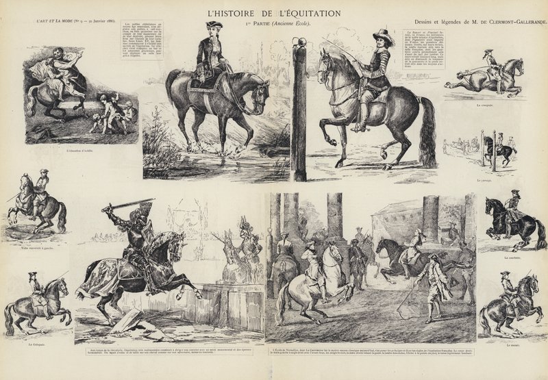 Ridningens historia (litho) av French School