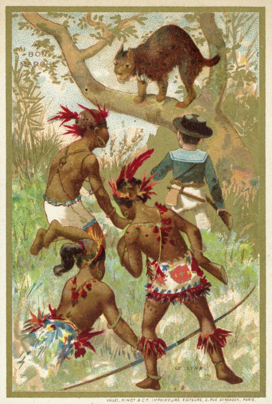 Lodjuret (chromolitho) av French School
