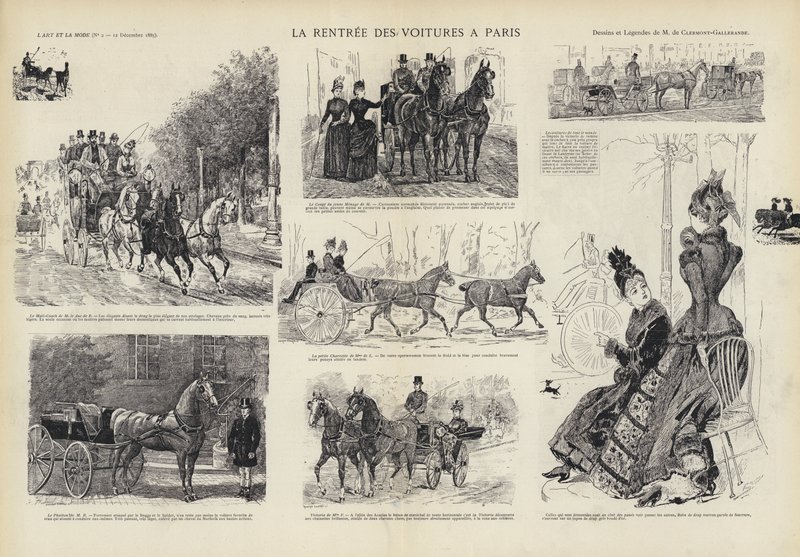Vagnars återkomst till Paris (litho) av French School