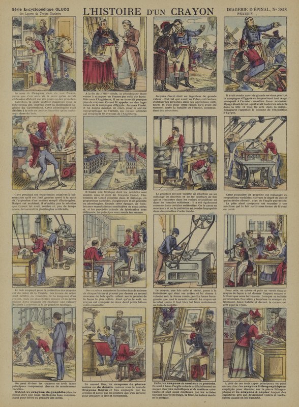 Historien om en penna (färg litho) av French School