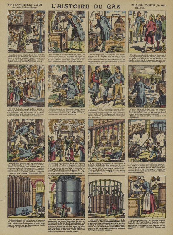 Historien om gas (färg litho) av French School